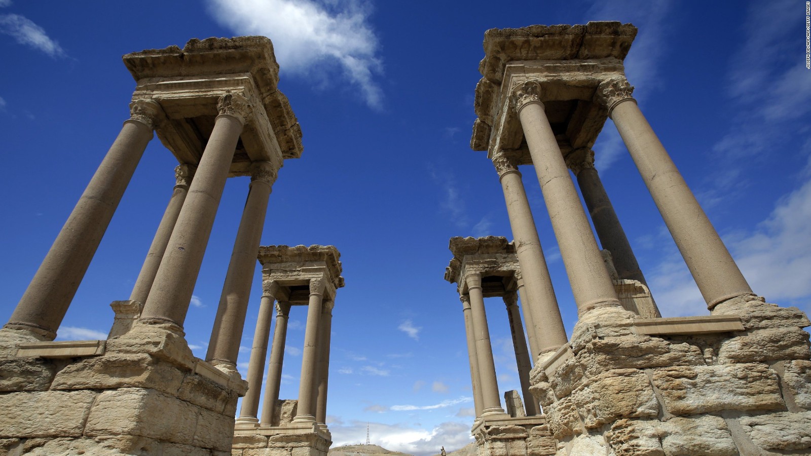 The above picture is taken in 2014 and shows a partial view of the ancient oasis city of Palmyra.