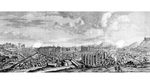 A print of "View at the ruins of Palmyra" by G. Hofstede Essen (1693)