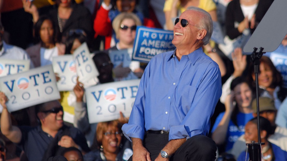 Joe Cool: Biden slips on shades during campaign speech