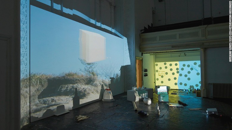 Installation view of Trisha Baga, 2014, at the Zabludowicz Collection in London.