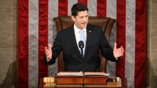 Rep. Paul Ryan, R-Wis. speaks in the House Chamber on Capitol Hill in Washington, Thursday, Oct. 29, 2015. Republicans rallied behind Ryan to elect him the House's 54th speaker on Thursday as a splintered GOP turned to the youthful but battle-tested lawmaker to mend its self-inflicted wounds and craft a conservative message to woo voters in next year's elections. (AP Photo/Andrew Harnik)