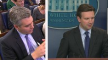 josh earnest jim acosta syria exchange_00000000.jpg