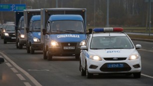 Trucks carry the bodies of victims of crashed Kogalymavia Flight 9268 from a city morgue to a crematorium for identification in St. Petersburg, Russia, on Monday, November 2. International investigators began probing why the Russian airliner carrying 224 people crashed in Egypt&#39;s Sinai Peninsula, killing everyone on board, as rescue workers widened their search for missing victims. 