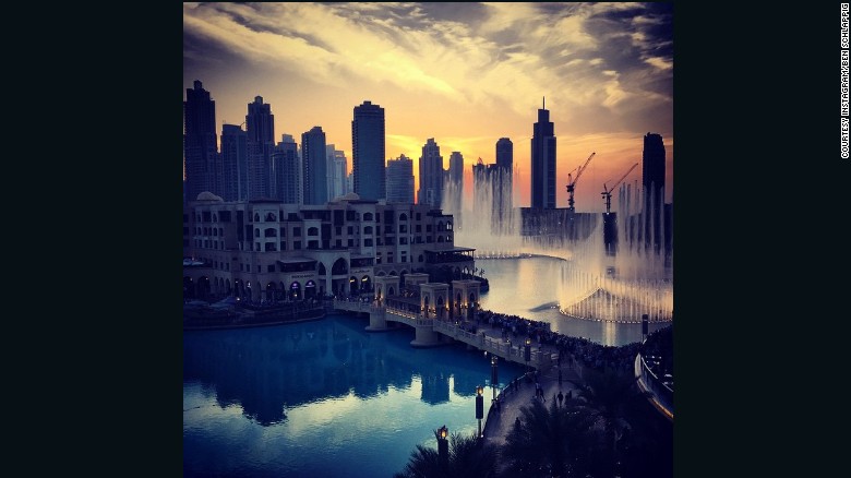 Schlappig spends an average four hours on a plane each day, takes at least one international flight per week, and doesn&#39;t like to spend more than three days in one place.&lt;br /&gt;&lt;br /&gt;Here, he takes a moment to enjoy a sunset water fountain show in Dubai. 