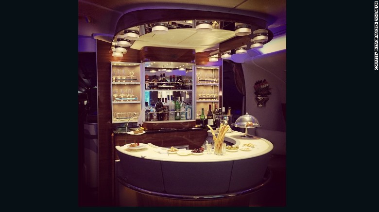 &quot;Credit card reward schemes, millage running, airlines selling miles at a discount -- these are things that anyone can do to travel in premium comfort at a huge discount,&quot; said Schlappig, who is not adverse to cocktails on an Emirates first class bar (pictured).&lt;br /&gt;&lt;br /&gt;&quot;So you&#39;re basically paying economy prices for traveling first class.&quot;