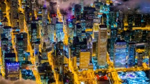 The bright lights of Chicago, Illinois, as captured by photographer Vincent Laforet for his AIR project.