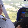 Capt. Jerry Hissem flys Goodyear's first zeppelin airship -- Wingfoot One -- near Covington, Georgia, in October 2015. 