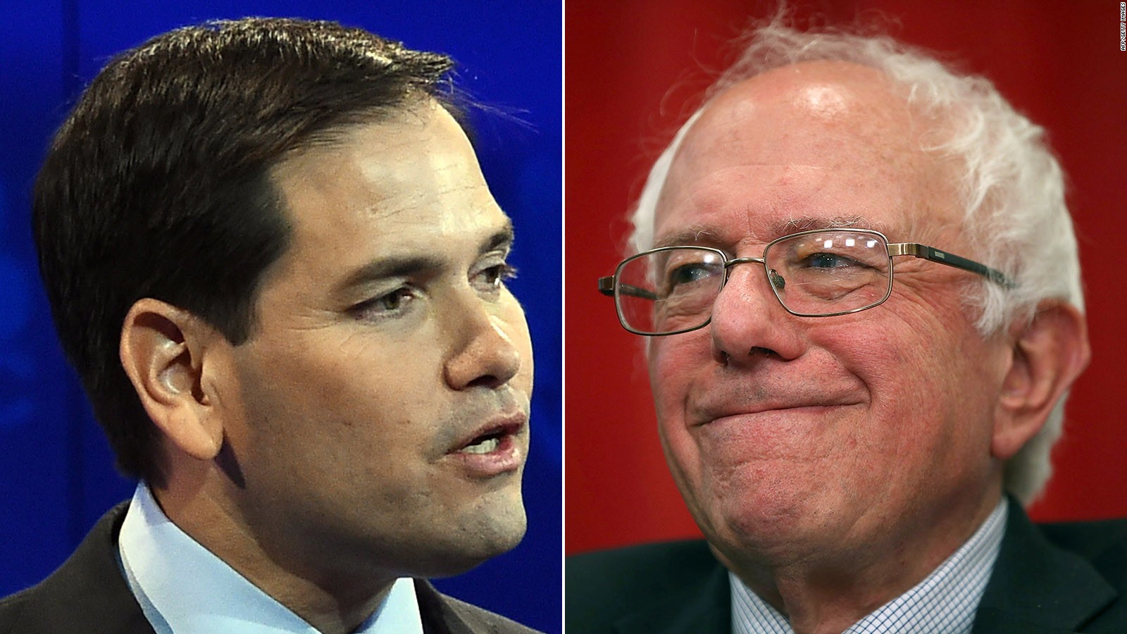Florida Sen. Marco Rubio and Vermont Sen. Bernie Sanders won delegates on Sunday.