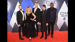 NASHVILLE, TN - NOVEMBER 04:  (L-R) Singers Avi Kaplan, Kirstin Maldonado, Scott Hoying, Mitch Grassi and Kevin Olusola of Pentatonix attend the 49th annual CMA Awards at the Bridgestone Arena on November 4, 2015 in Nashville, Tennessee.  (Photo by Michael Loccisano/Getty Images)