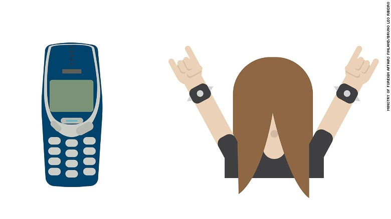 In a nod to Finland&#39;s status as the heavy metal capital of the world, there&#39;s a long-haired rocker emoji and one depicting an &quot;unbreakable&quot; Nokia 3310.