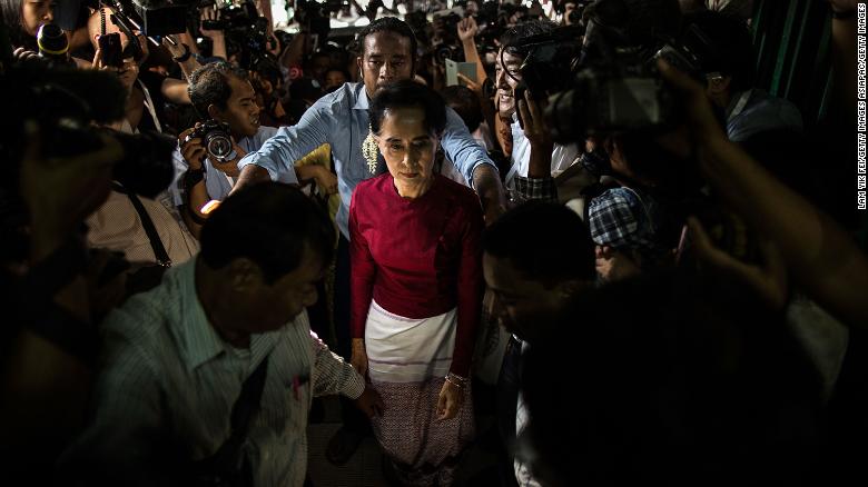 Aung San Suu Kyi, the Burmese opposition politician and Nobel Peace Prize winner, arrives at the polling station to cast vote during Myanmar&#39;s freest election in decades on November 8, 2015. Known worldwide for her leadership and commitment to human rights in Myanmar, she was kept under house arrest for years by the Asian country&#39;s military rulers. Take a look back at her triumphs and struggles: