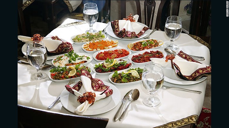 Located in a traditional 19th-century konak (stone mansion), Cercis Murat Konagı offers authentic Mardin cuisine including delicious local kebabs like kazan kebabi -- made with eggplant, minced beef, tomatoes and onions.