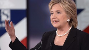 Democratic Presidential hopeful Hillary Clinton speaks during the second Democratic presidential primary debate in the Sheslow Auditorium of Drake University on November 14, 2015 in Des Moines, Iowa.