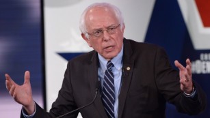 Democratic Presidential hopeful Bernie Sanders speaks during the second Democratic presidential primary debate in the Sheslow Auditorium of Drake University on November 14, 2015 in Des Moines, Iowa. 