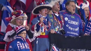 England fans join in singing French national anthem