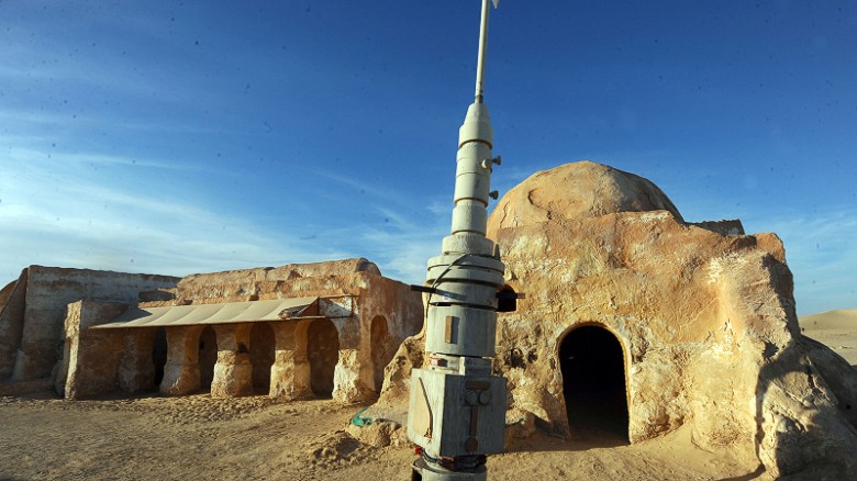 Sets depicting the spaceport of Mos Espa on Anakin and Luke Skywalker&#39;s home planet Tatooine are still standing near the Tunisian town of Nefta.