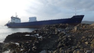 7,000 ton cargo vessel "Lysblink Seaways" which ran aground on the north-west coast of Scotland after the officer on watch drank half a liter of rum.