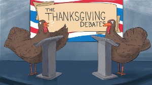 thanksgiving debate turkeys illustration mullery