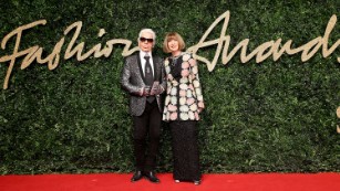 Outstanding Achievement Award winner Karl Lagerfeld and &lt;em&gt;American Vogue&lt;/em&gt; editor-in-chief Anna Wintour. 
