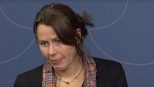 Swedish Deputy Prime Minister Asa Romson fights tears as she announces Sweden's "open door" policy for asylum is ending.
