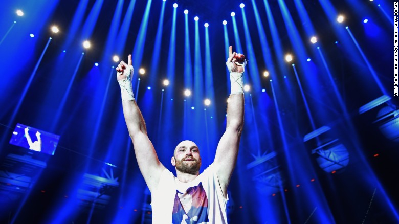 Fury celebrates after his shock victory against Klitschko in Dusseldorf, Germany, in November 2015.