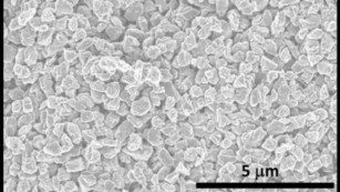 Electron microscope shows microdiamonds made with new technique related to Q-carbon.
