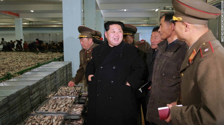 An undated image released from North Korea&#39;s KCNA news agency on November 23, 2015 shows North Korean leader Kim Jong Un  visiting an army Fishery Station.