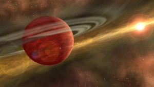 HD 106906 b, a gaseous planet 11 times more massive than Jupiter, is believed to have formed in the center of its solar system, before being sent flying out to the edges of the region by a violent gravitational event.  