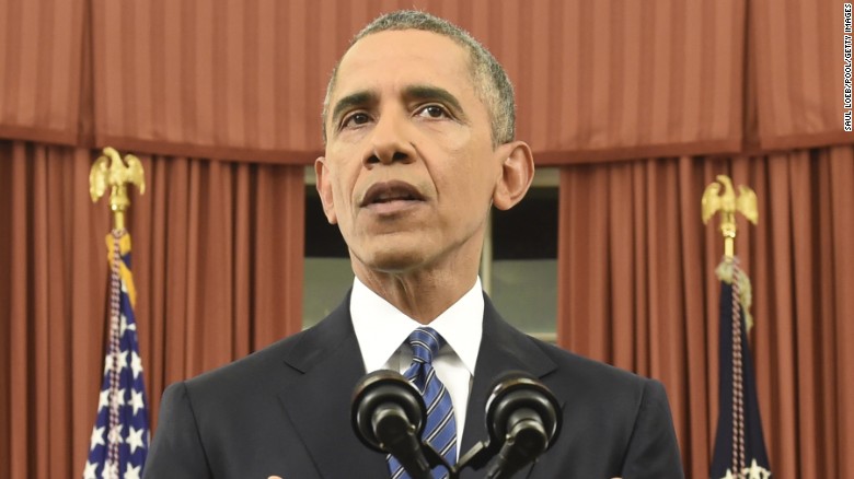 WASHINGTON, DC - DECEMBER 6: U.S. President Barack Obama addresses the country from the Oval Office on December 6, 2015 in Washington, DC. President Obama is addressing the terrorism threat to the United States and the recent attack in San Bernardino, California. (Photo by Saul Loeb-Pool/Getty Images)