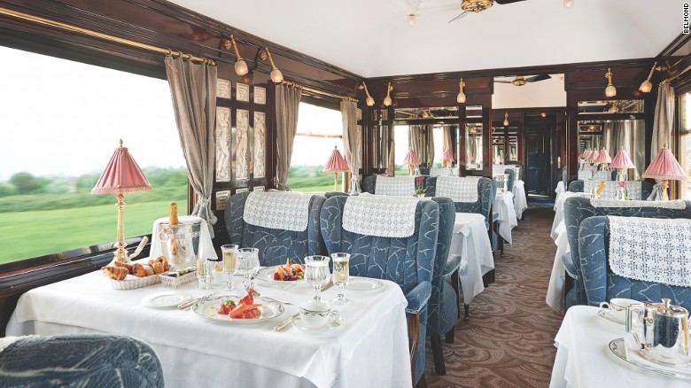 The Venice Simplon-Orient-Express menu features fresh ingredients taken on board at stops along the route. This can include lobsters from Brittany, tomatoes from Provence or saltmarsh lamb from Mont St Michel. 