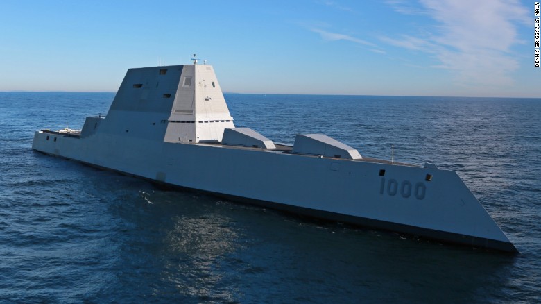 The USS Zumwalt, the Navy&#39;s biggest and most expensive destroyer ever built, heads out into the Atlantic Ocean on Monday, December 7. The ship is out at sea for the first time to undergo sea trials. 