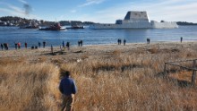 The USS Zumwalt leaves the Kennebec River in Phippsburg, Maine, on December 7. The ship and its class are named in honor of Adm. Elmo R. "Bud" Zumwalt Jr., who served as chief of naval operations from 1970 to 1974.