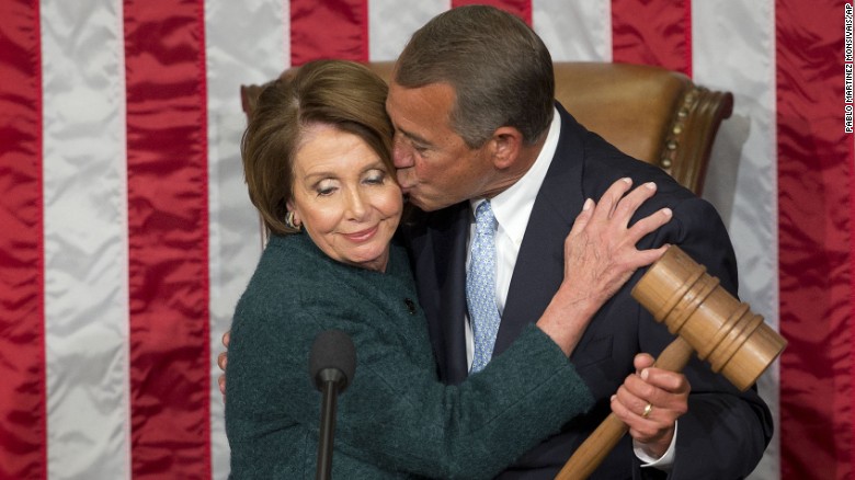 John Boehner kisses House Minority Leader Nancy Pelosi after &lt;a href=&quot;http://www.cnn.com/2015/01/06/politics/house-speaker-boehner-vote/index.html&quot; target=&quot;_blank&quot;&gt;he was elected to a third term&lt;/a&gt; as House Speaker on Tuesday, January 6. &lt;a href=&quot;http://www.cnn.com/2015/09/25/politics/john-boehner-resigning-as-speaker/&quot; target=&quot;_blank&quot;&gt;He retired&lt;/a&gt; at the end of October.