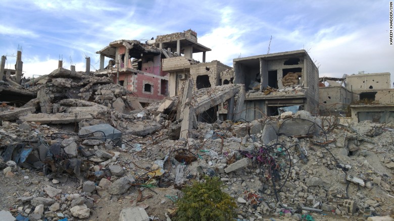 Officials say more than 70% of the buildings in the Syrian city of Kobani have been damaged or destroyed. Kurdish officials say they&#39;ve already removed 1.6 million tons of rubble.