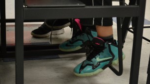 So-called fidget bars allow kids to  swing their feet without affecting anyone around them.