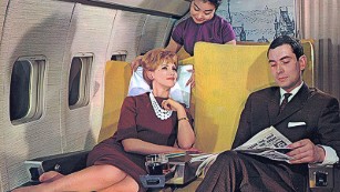 Before inflight movies and Wi-Fi, passengers passed the time by reading books or newspapers. Or by caressing their necklaces and gazing off into the middle distance.