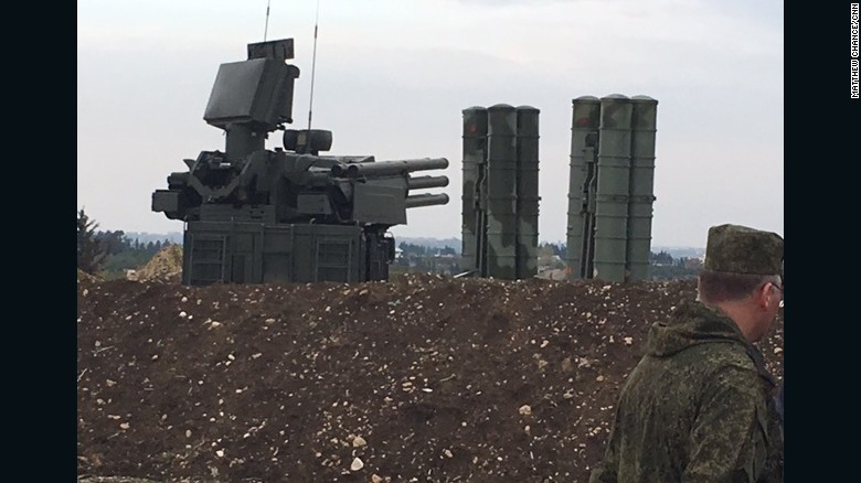 The S-400 missile system at the Russian Hmeymim airbase in Latakia, Syria