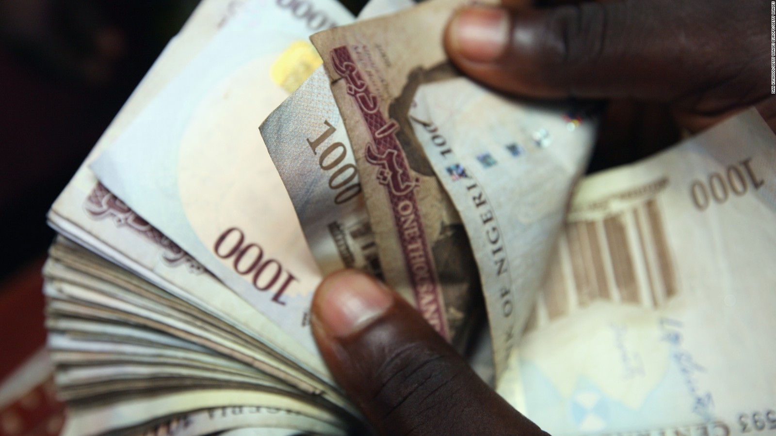 Nigerian Naira,(NGN) being counted in an exchange office in Lagos, Nigeria.