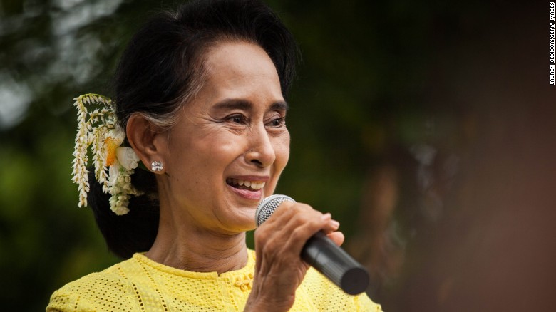 Aung San Suu Kyi, leader of Myanmar&#39;s National League for Democracy Party, endured a long struggle against the ruthless military rulers to win election.    