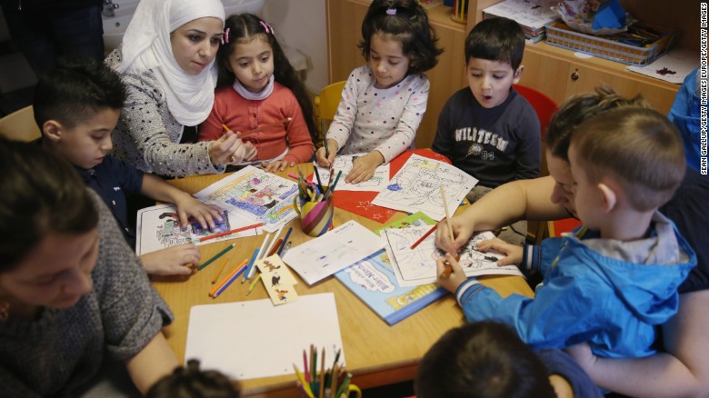 Children study in Berlin as part of Germany&#39;s Reading Start for Refugee Children initiative.