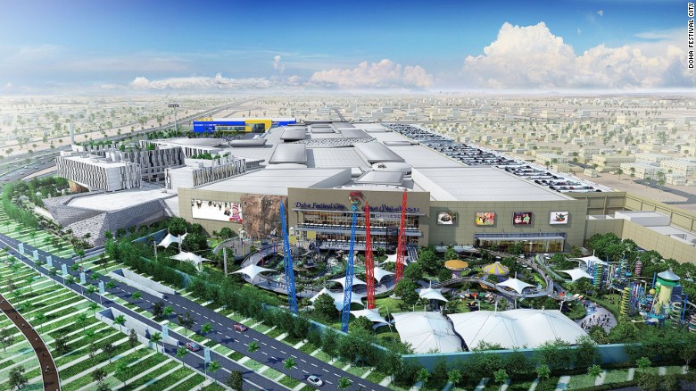 Doha Festival City will feature 550 shops, 100 cafes and restaurants, a hotel and convention center and two entertainment zones. There&#39;s also an outdoor amusement park and indoor snow park for skiing and sledding. It&#39;s scheduled to open in September 2016. 