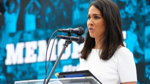 SYDNEY, AUSTRALIA - MARCH 16:  Mel McLaughlin speaks on stage during the Sydney FC 10 Year Anniversary Lunch at Allianz Stadium on March 16, 2015 in Sydney, Australia.  (Photo by Brett Hemmings/Getty Images)