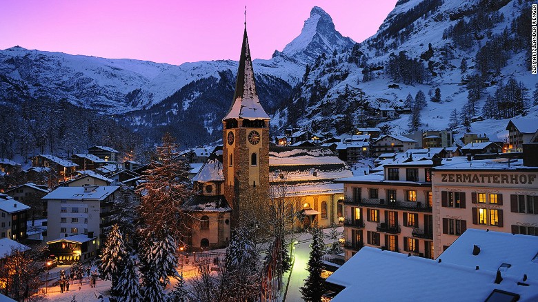 The famed Valais village of Zermatt sits below the iconic Matterhorn peak. This car-free resort offers upscale boutiques, world-class skiing and a thriving apres-ski scene. 