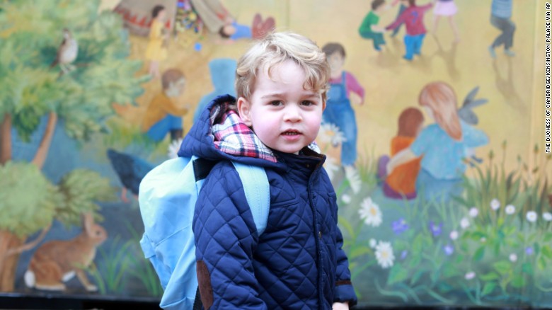 Britain&#39;s Prince George poses for a picture taken by his mother Catherine, Duchess of Cambridge, on his first day of nursery school Wednesday, January 6, in Norfolk, England.