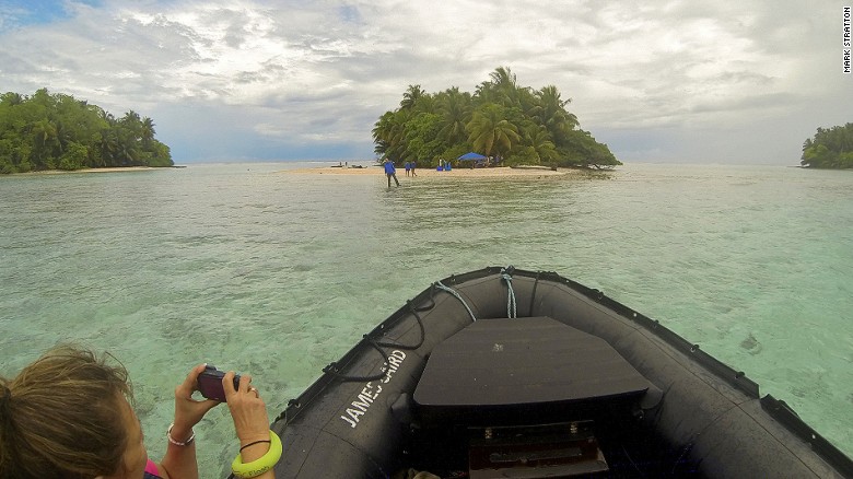 Life in the Federated States of Micronesia. Zodiacs from Silver Discoverer are required to enter the shallow Kapingamarangi lagoon where islanders live on small motus balanced on the atoll's fringing barrier reef.