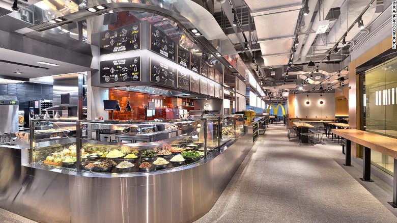 The world&#39;s first McDonald&#39;s Next -- part of the brand&#39;s efforts to be &quot;modern and progressive&quot; --  opened recently in Hong Kong. Among its surprising offerings is a salad bar filled with 19 ingredients including that all-important super food, quinoa.  