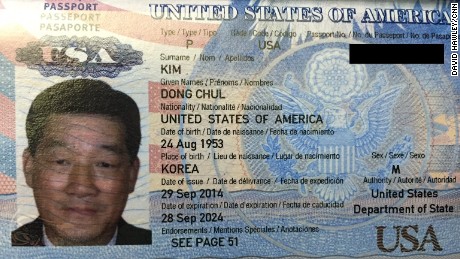 A copy of Kim Dong Chul&#39;s passport provided by North Korea.