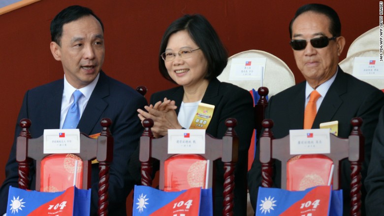 In the race for president: Eric Chu, left, Tsai Ing-wen, center, and James Soong.