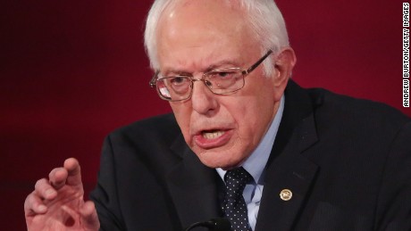 CHARLESTON, SC - JANUARY 17:  Democratic presidential candidate Senator Bernie Sanders (I-VT) participates in the Democratic Candidates Debate hosted by NBC News and YouTube on January 17, 2016 in Charleston, South Carolina. This is the final debate for the Democratic candidates before the Iowa caucuses.  (Photo by Andrew Burton/Getty Images)