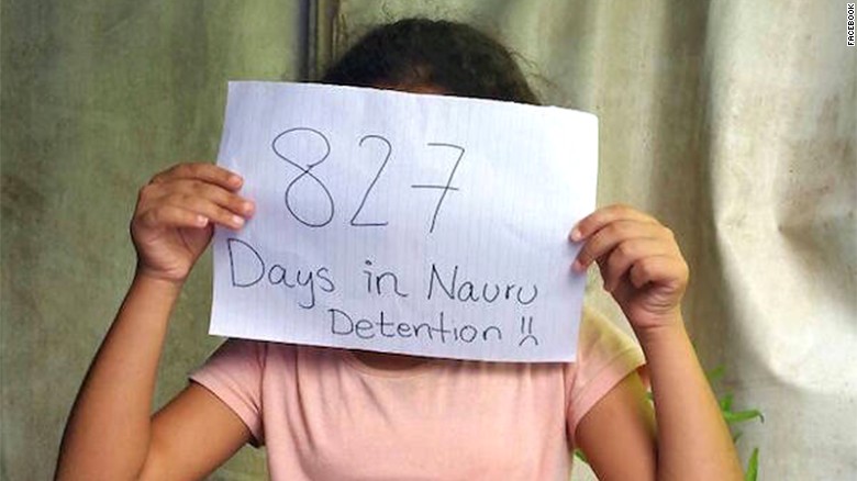 An image on the Facebook site &lt;a href=&quot;https://www.facebook.com/Free-the-Children-NAURU-839867502797443/?fref=nf&quot; target=&quot;_blank&quot;&gt;&quot;Free the Children NAURU,&quot;&lt;/a&gt; uploaded in November, 2015, shows a small child with a tally of how many days she&#39;s been in detention on the small Pacific island.